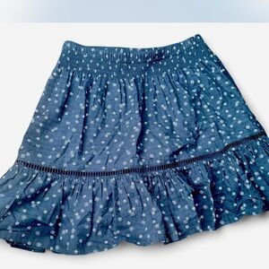 Madewell Navy Bandana Floral Smock Waist Ruffle Mini Skirt XS windowpane tiered